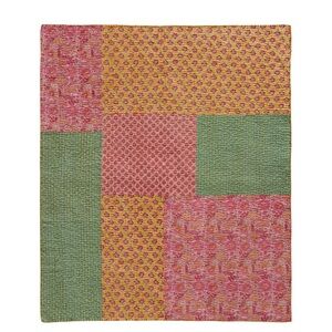 Cost Plus World Market Multicolor Kantha Patchwork Throw Blanket